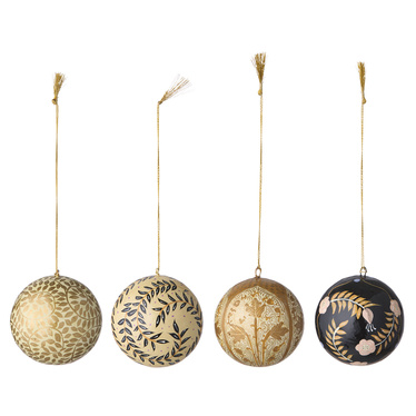 Papier Mache Baubles, Gold 4-pack